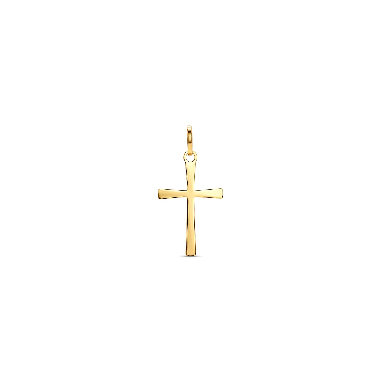 Pingente Cruz Chanfrada em Ouro Amarelo 18K, 17 mm