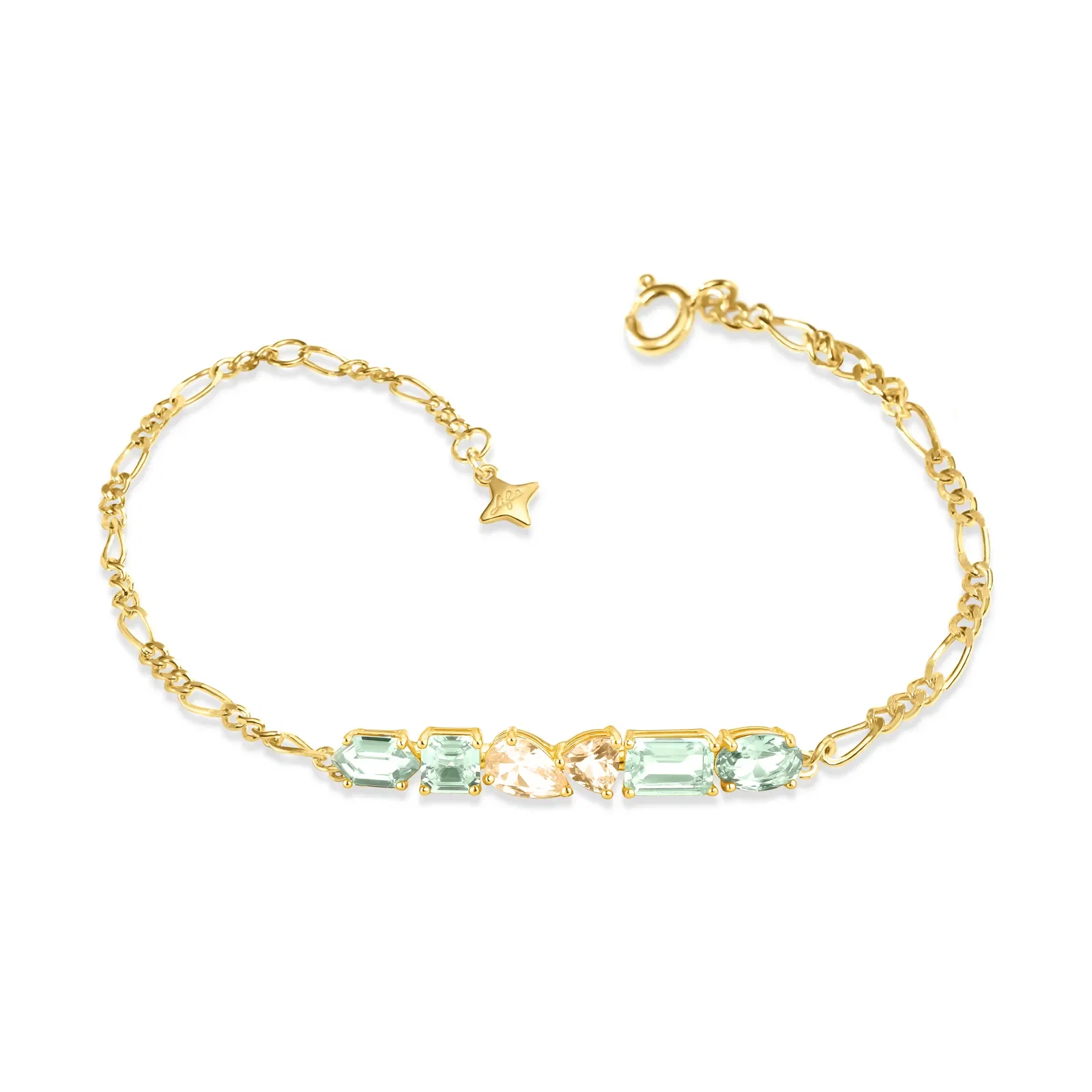 Pulseira Life Bellini em Prata 925 com Banho de Ouro Amarelo 18k, Pedras Verdes e Amarelas — imagem 1