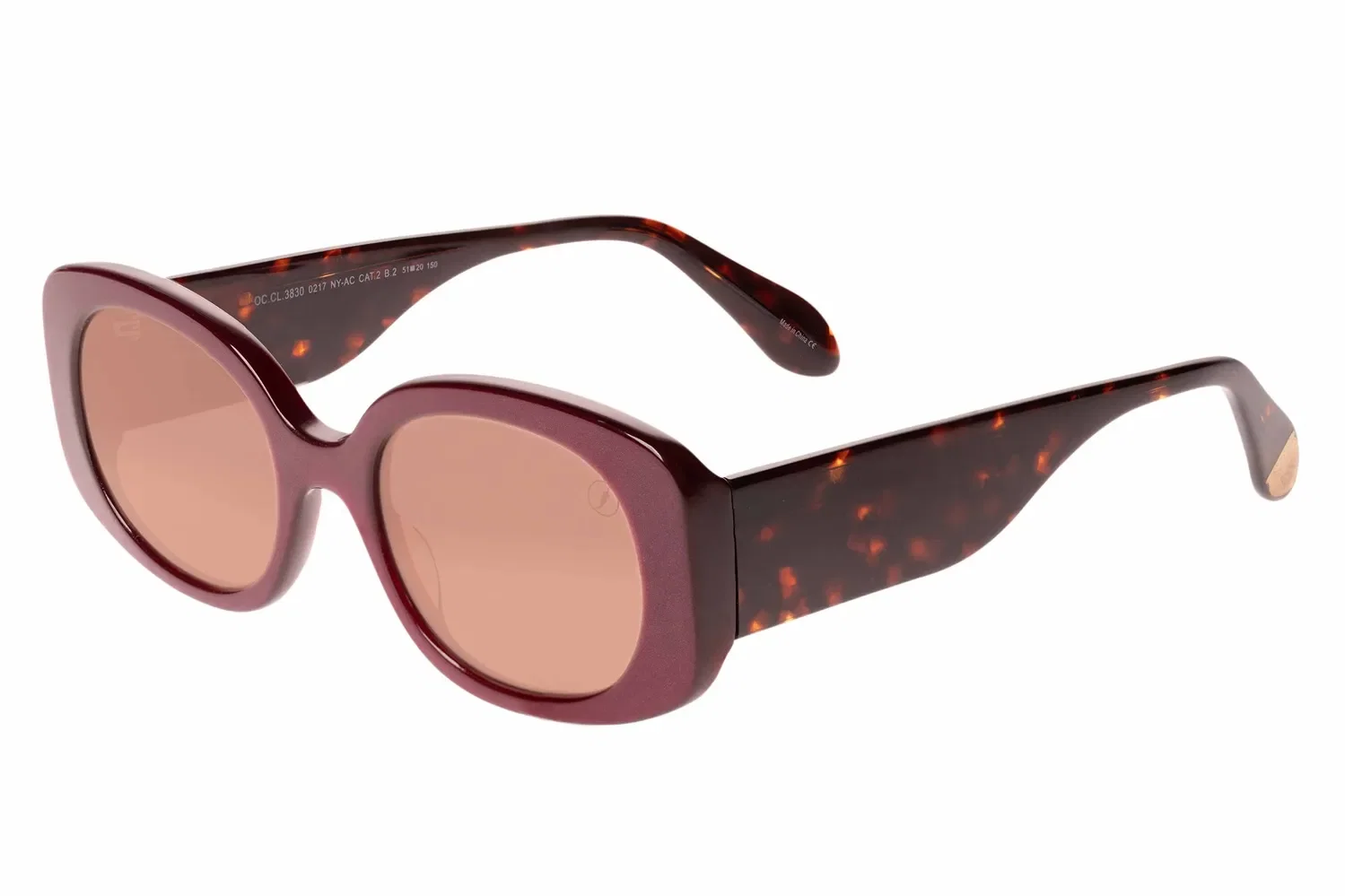 Óculos de Sol Feminino Western Quadrado Pop Vinho — imagem 1