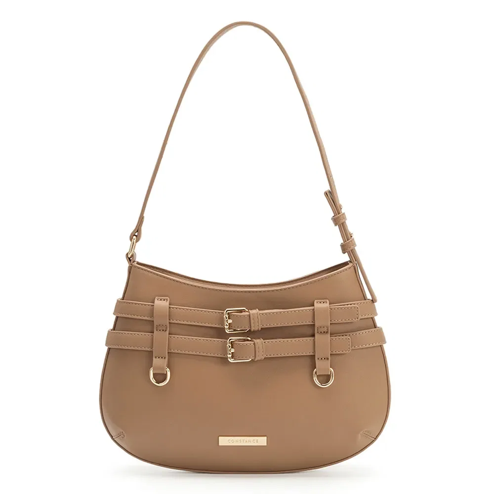 Bolsa Baguete Fivelas Caramelo