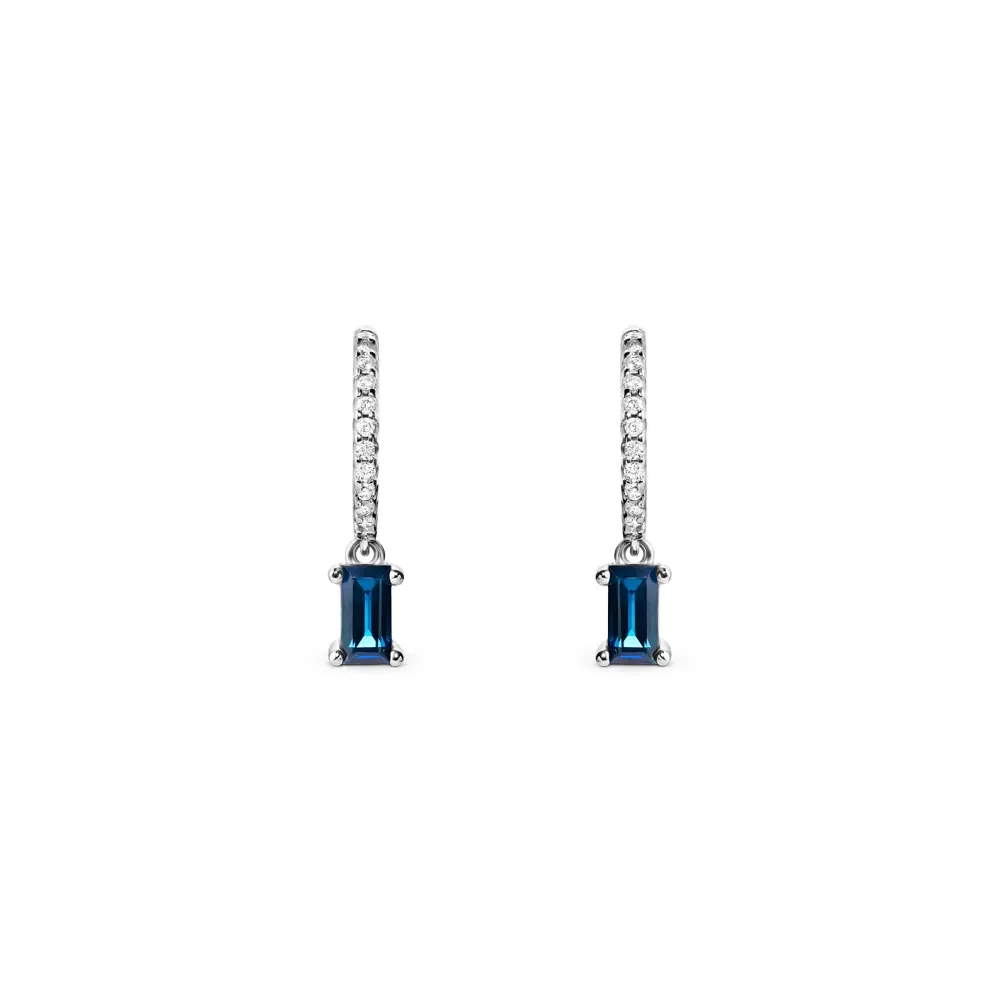 Argola Linea em Ouro Branco 18k com Safira Azul e Diamantes 0,144ct, 20,5mm — imagem 1
