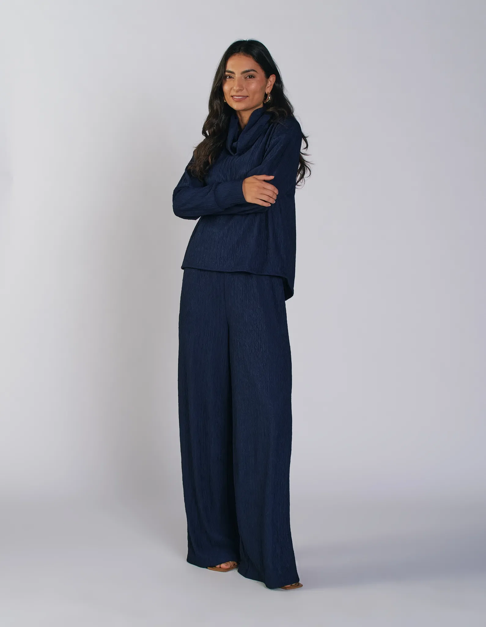Conjunto Blusa + Calça Malha Texturada - Marinho