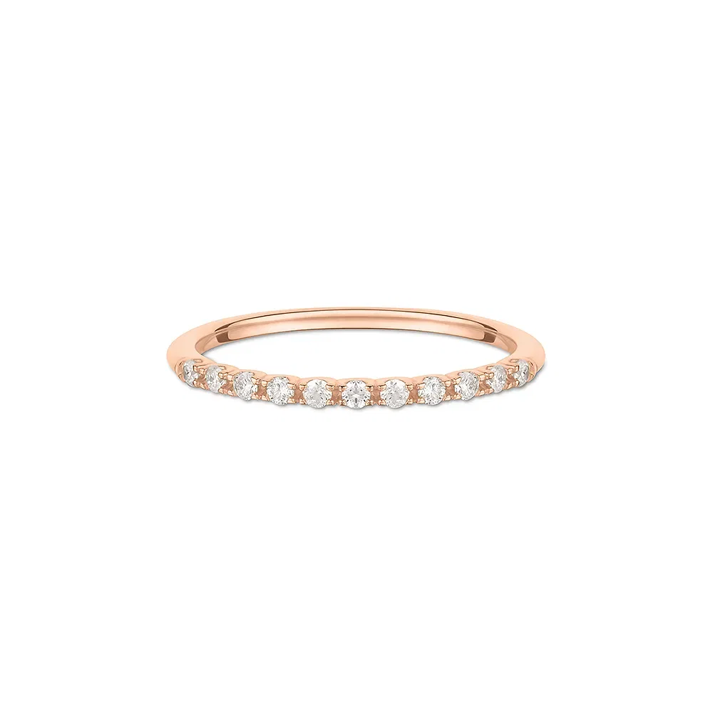Meia Aliança Eternity em Ouro Rosé 18k com Diamantes 0,11 ct