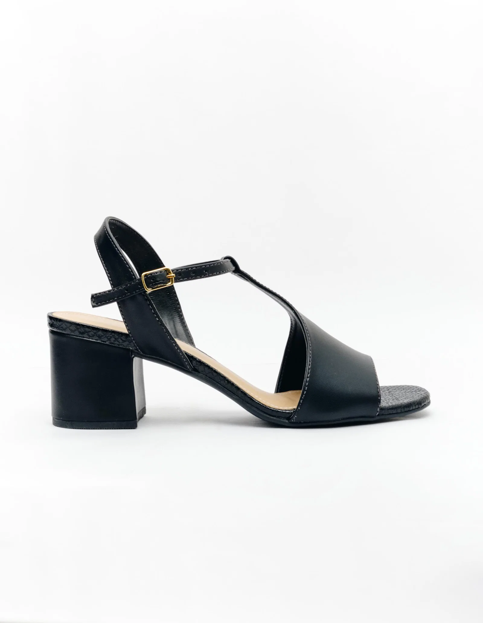 Sandália Salto Palmilha Snake - Preto