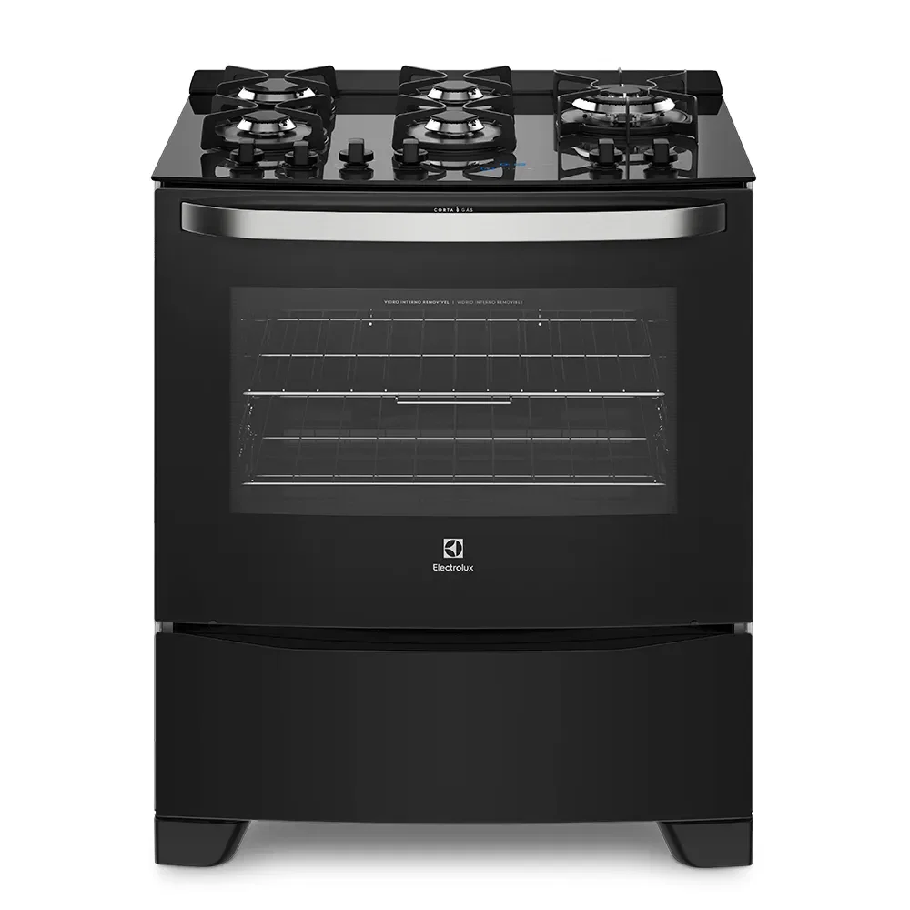 Fogão 5 Bocas Electrolux Preto com Mesa de Vidro e Food Sensor (76GRS) — imagem 1