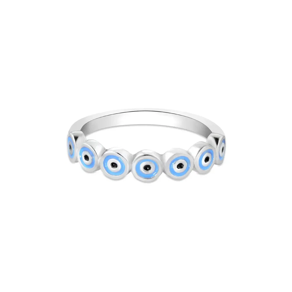 Anel Life Olho Grego em Prata 925 com Esmalte