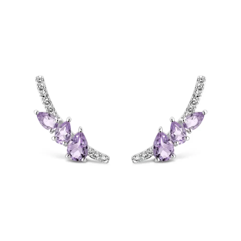 Brinco Ear Cuff Life Provence Cravejado II com Ametista e Topázio Incolor