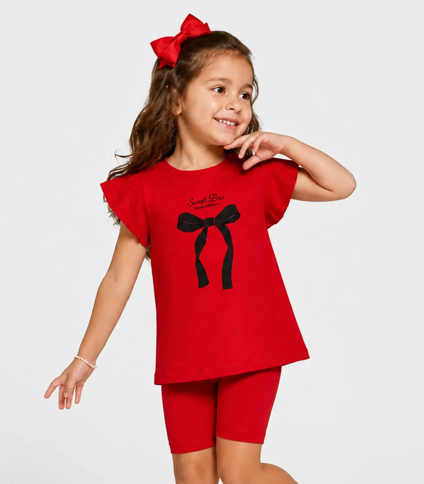 Conjunto Infantil Feminino Blusa E Ciclista Select Vermelho — imagem 1