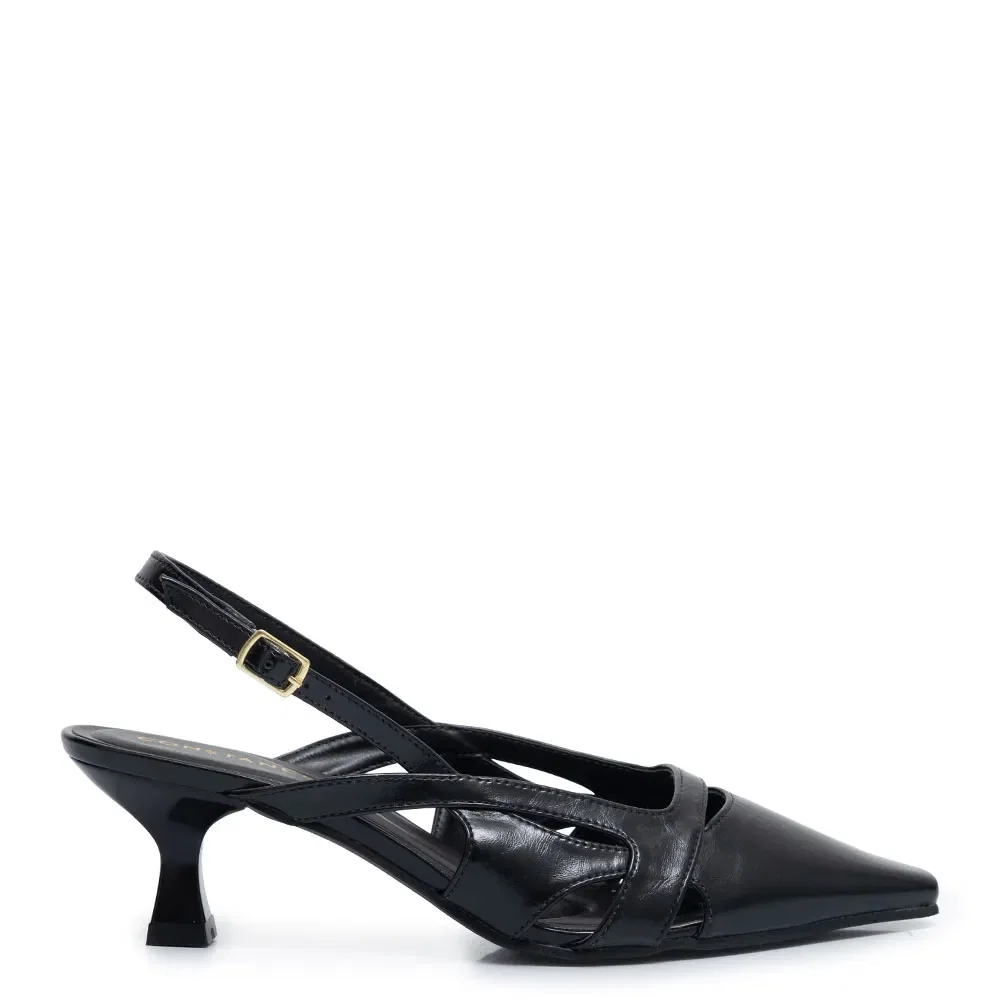 Scarpin Preto Slingback Recortes