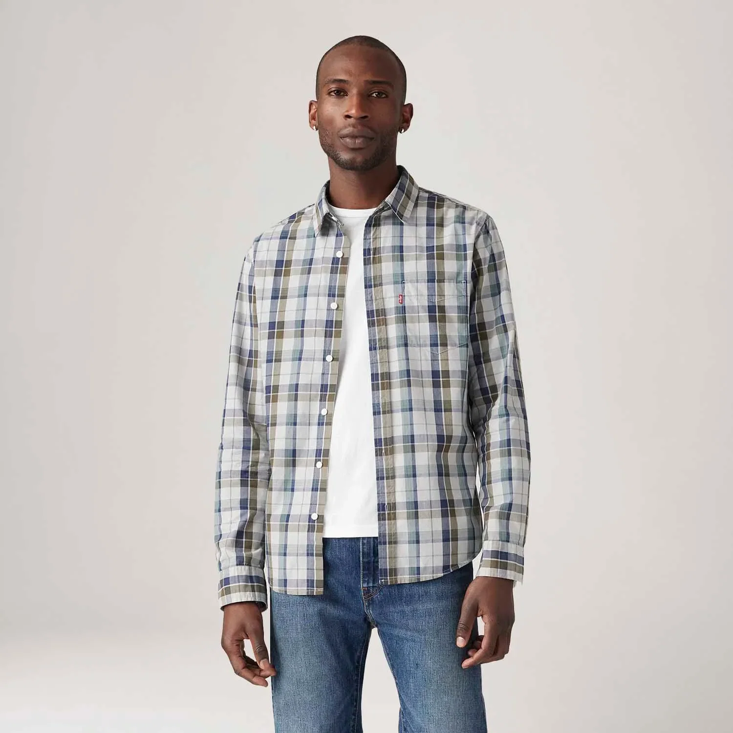 Camisa Levi's® Classic Standard Xadrez Cinza Claro com Bolso — imagem 1
