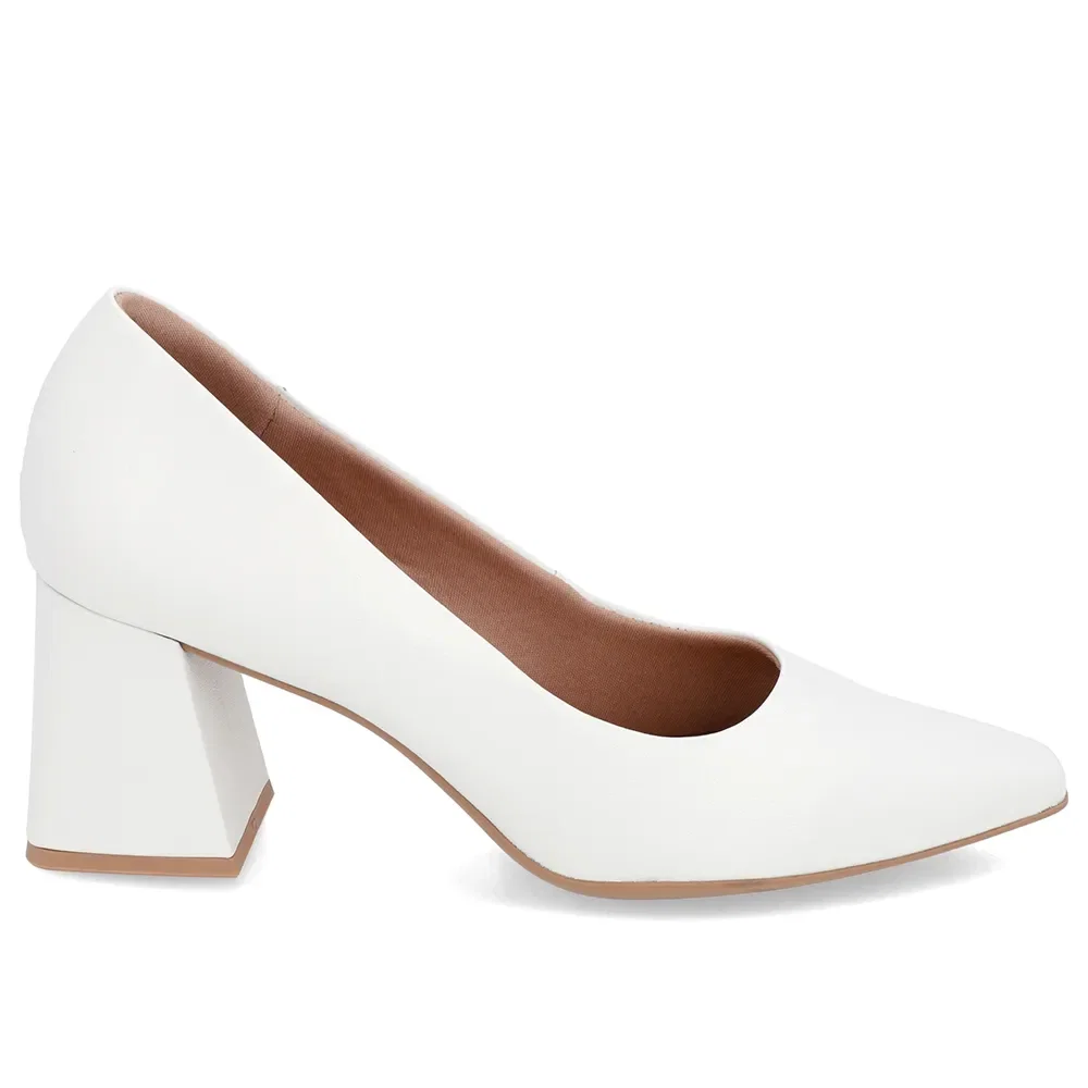Scarpin Básico Couro Branco Bico Fino — imagem 1