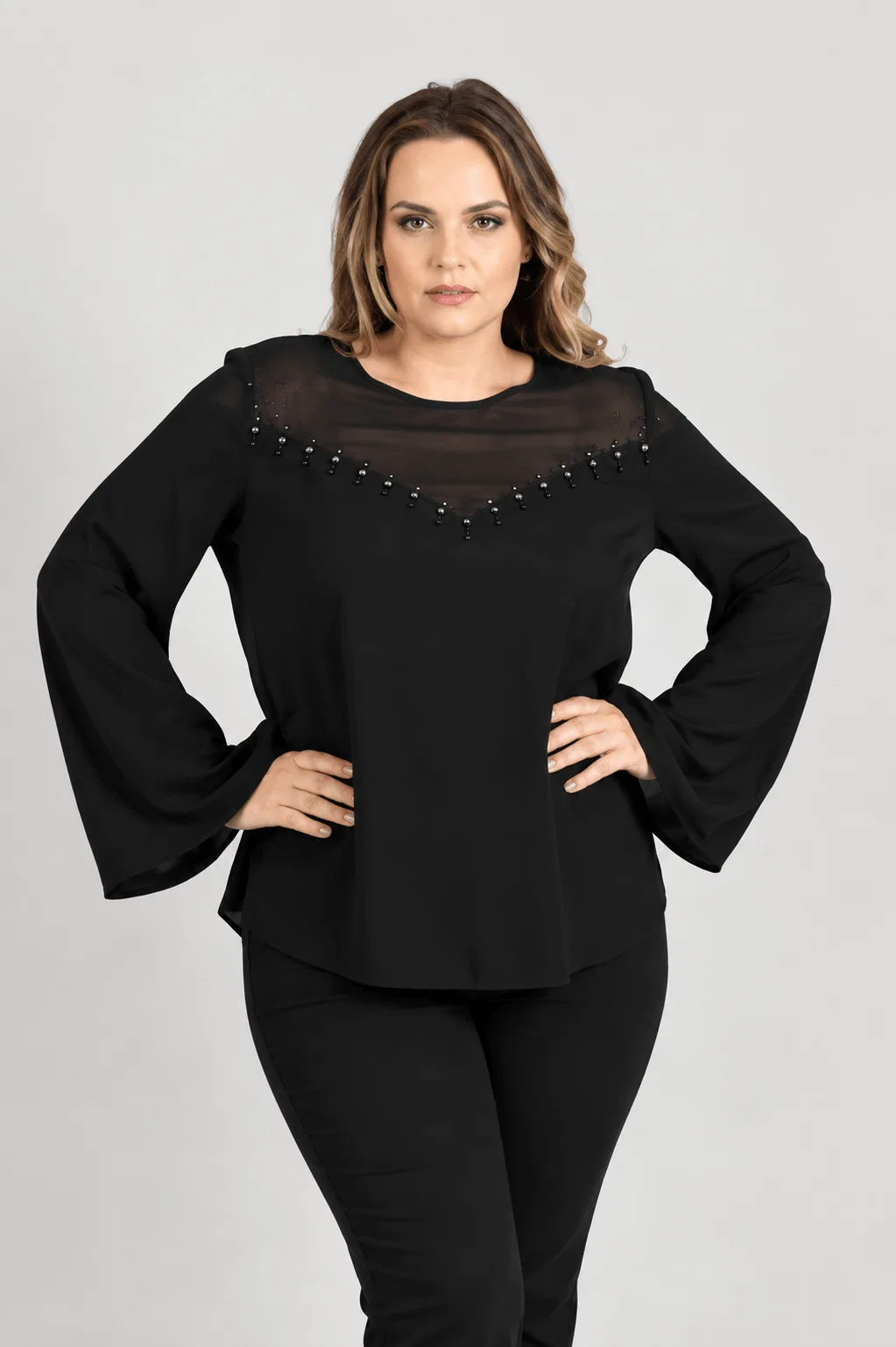 Blusa Decote v Detalhe Cruzado - Preto