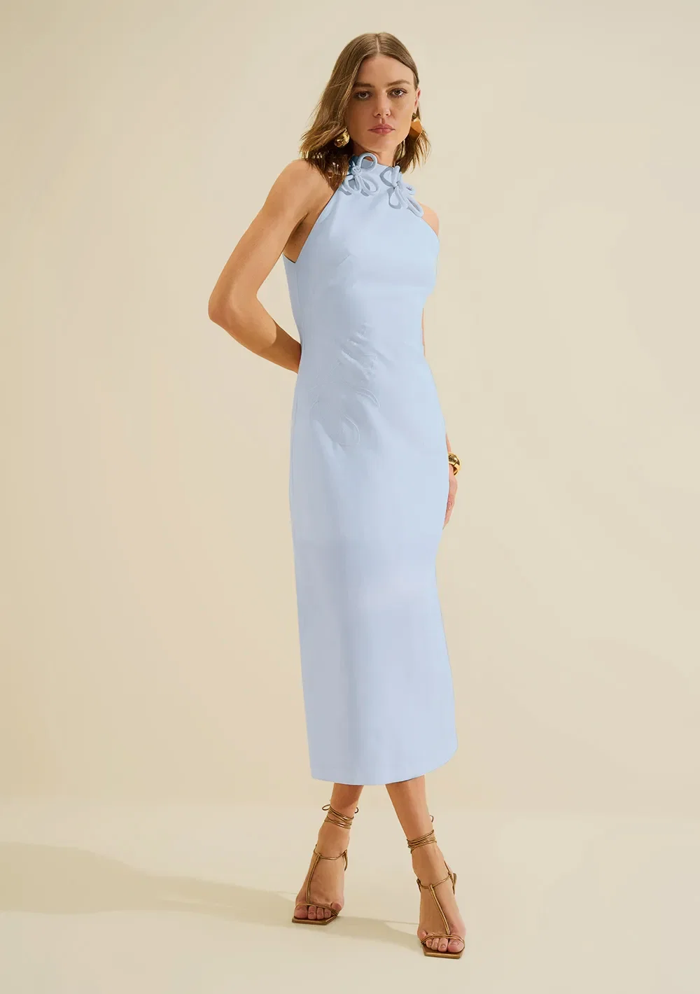 Vestido Gola Alta Origem Azul Escuro