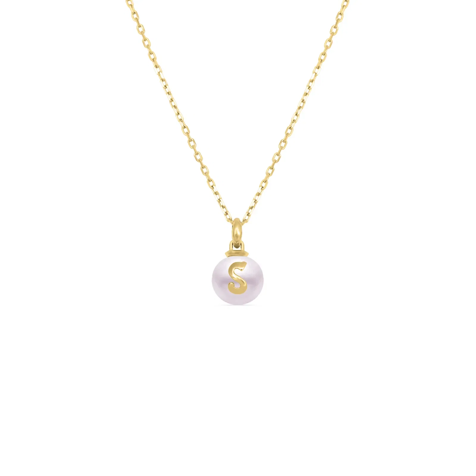 Pingente Letra S em Ouro Amarelo 18k com Pérola — imagem 1