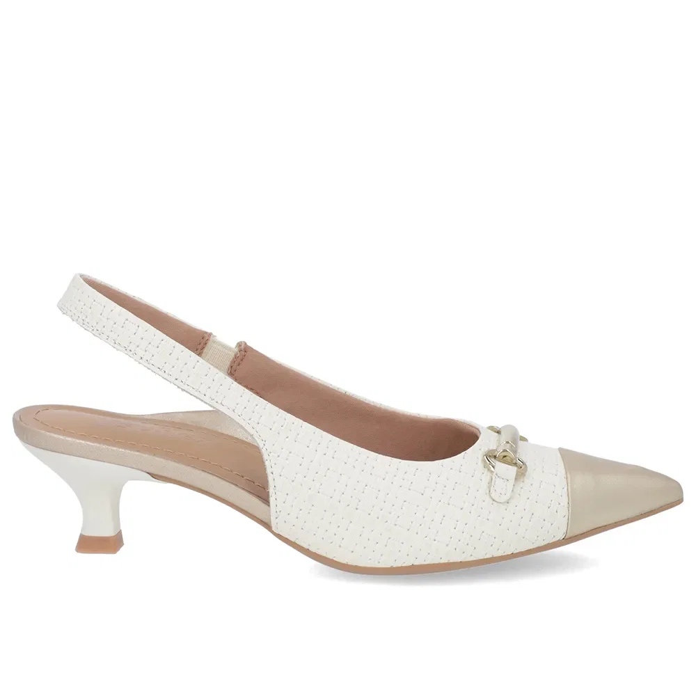 Slingback Off-White Couro Salto Fino — imagem 1