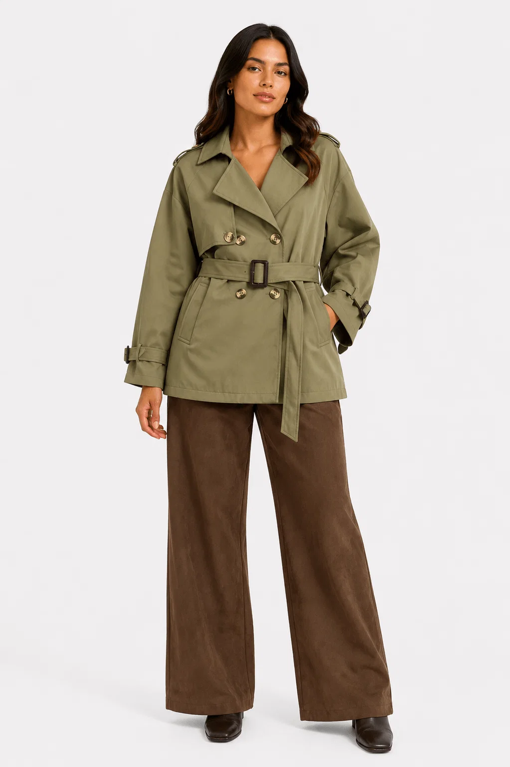 Trench Coat Com Cinto - Verde