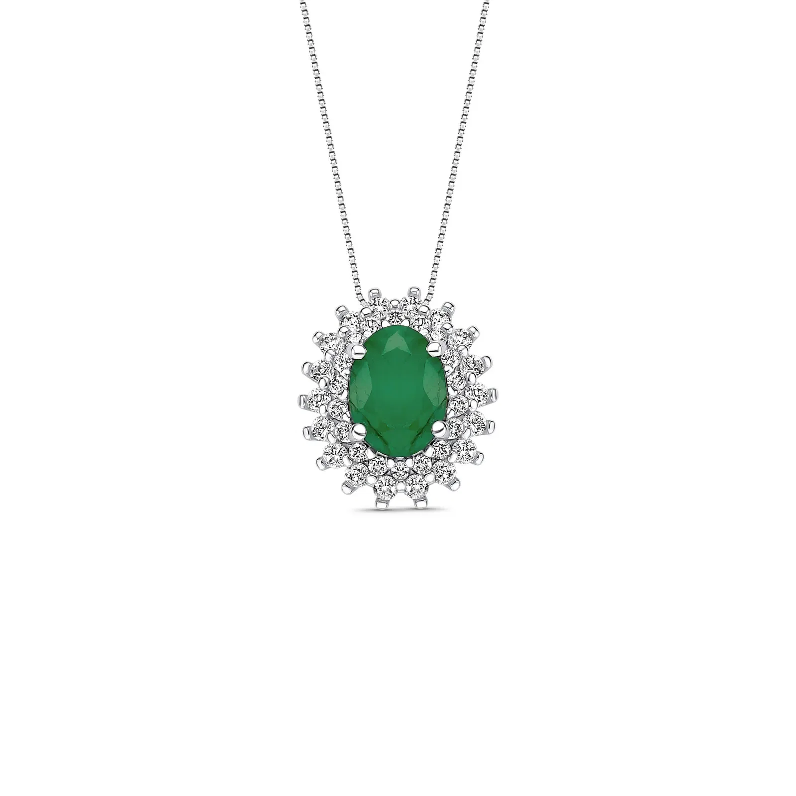Pingente Classic em Ouro Branco 18k com Esmeralda e Diamantes 0,39 ct — imagem 1