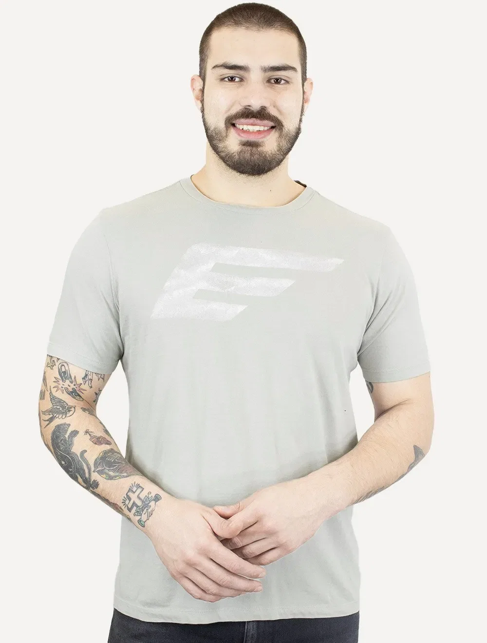 Camiseta Ellus Masculina Cotton Fine Maxi Easa Classic Cinza