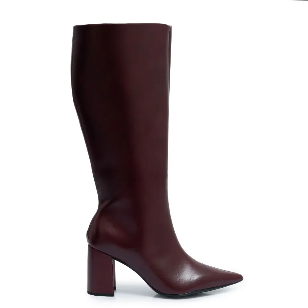 Bota Bordô Cano Longo Salto Bloco