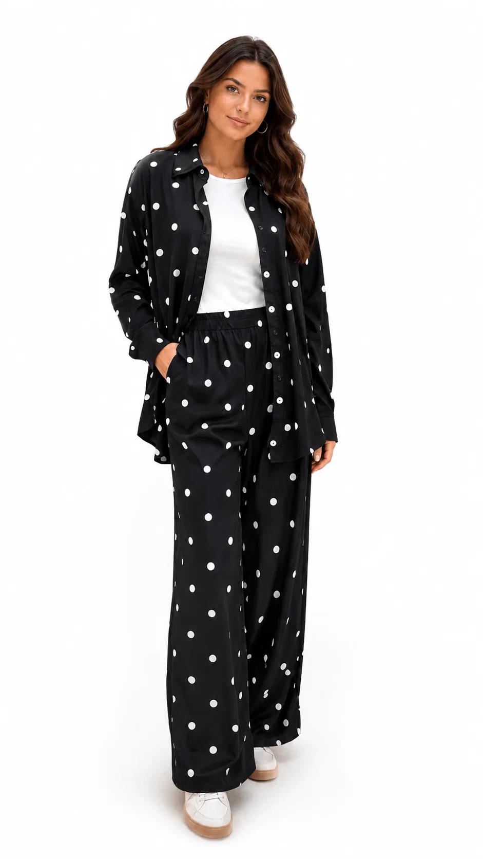 Camisa Manga Longa Poa - Preto