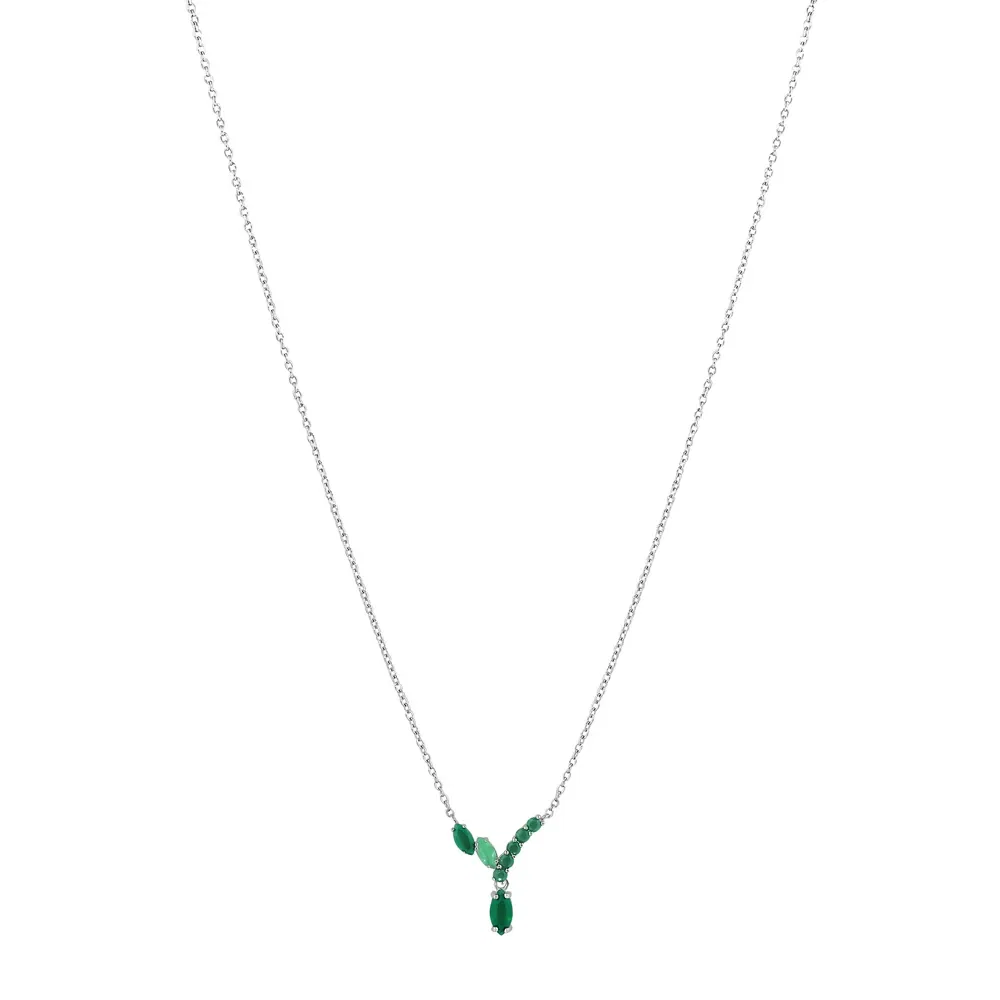 Colar Life Nature III em Prata 925 com Ágata Verde e Calcedônia Verde, 50cm — imagem 1