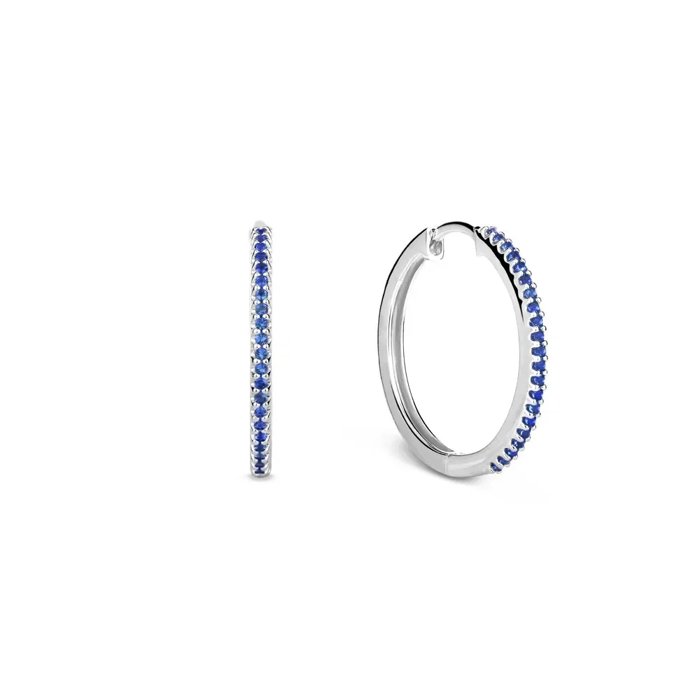 Argola Life Pavê em Prata 925 com Pedra Azul, 18mm — imagem 1