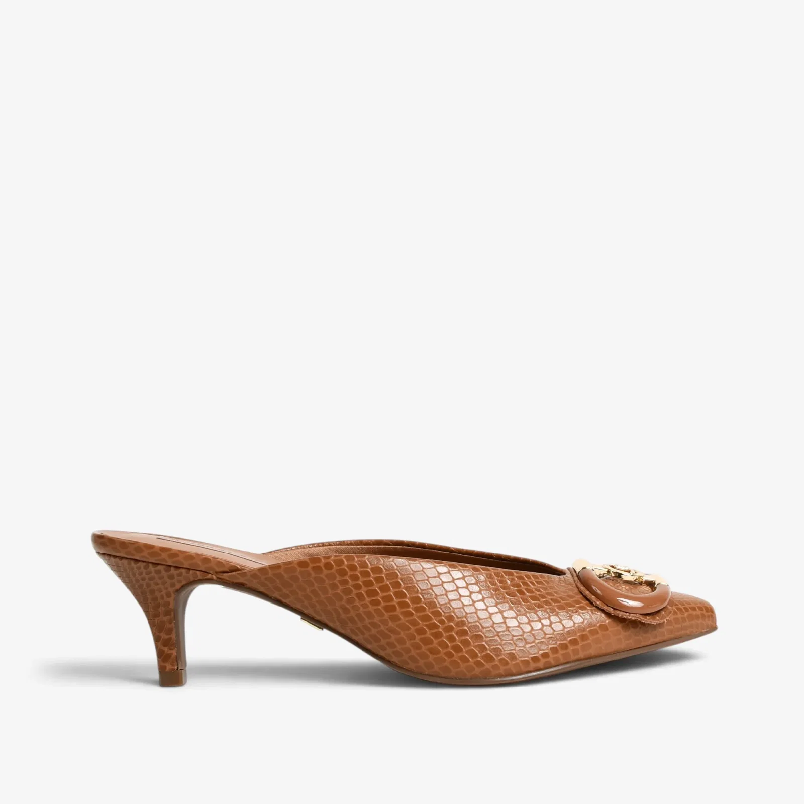 Mule Caramelo Mascavo Couro Snake — imagem 1