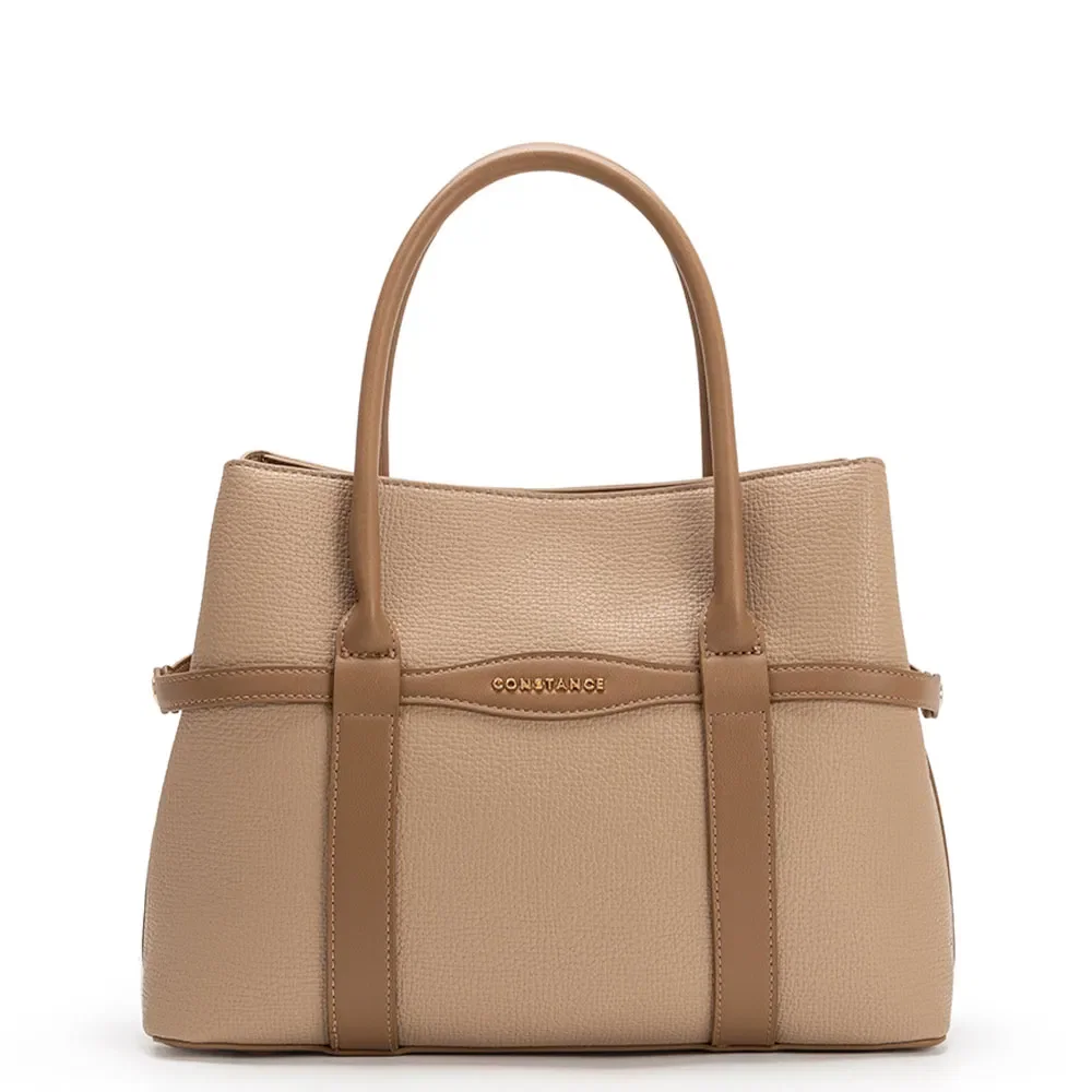 Bolsa Tote Caramelo Tiras Pesponto — imagem 1