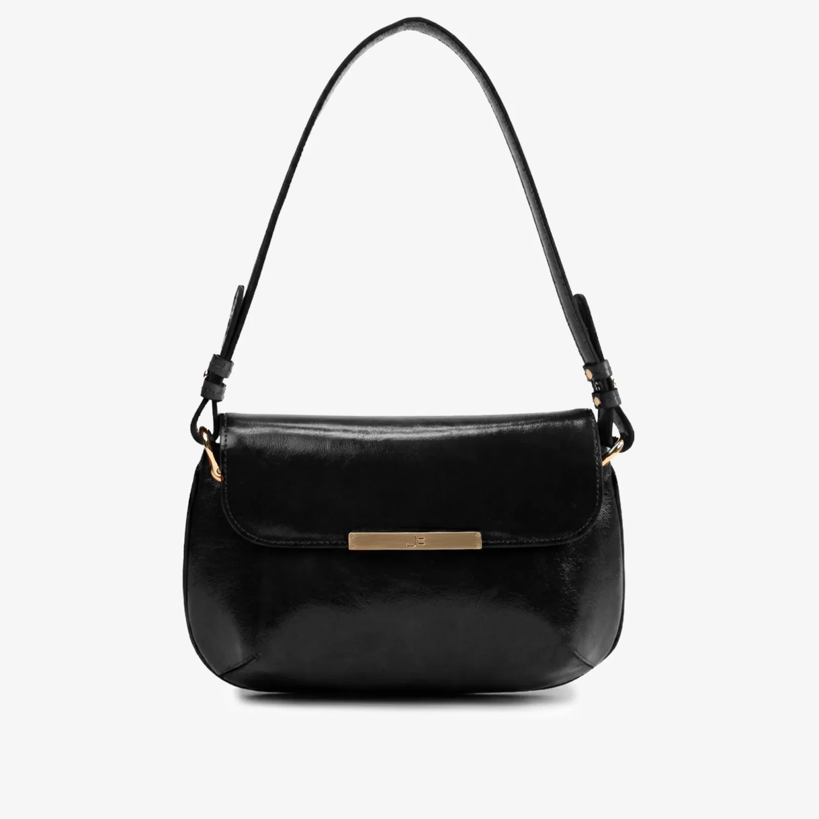 Bolsa De Ombro Preto Couro Caseinado