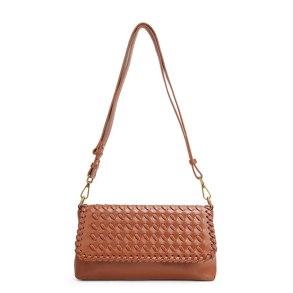 Bolsa Baguete Trama Diagonal Caramelo — imagem 1
