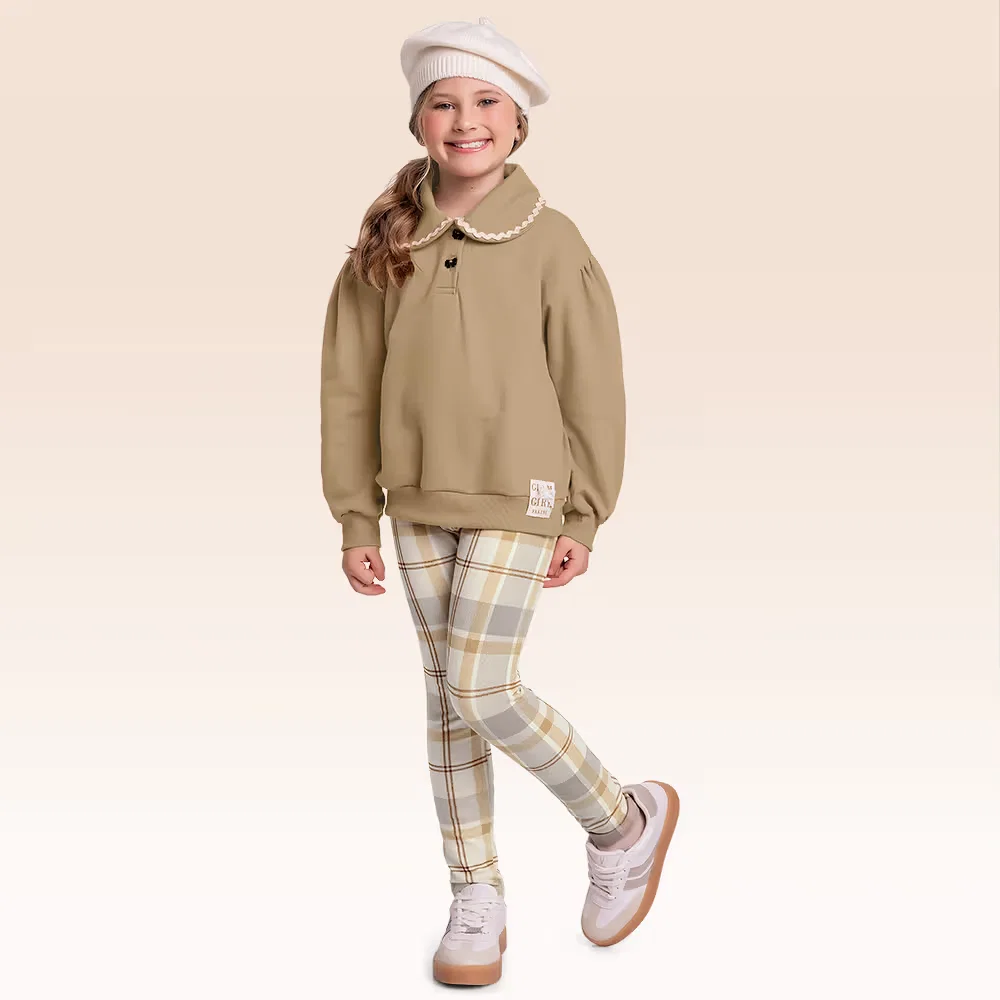 Conjunto blusão em moletom e legging em molecotton