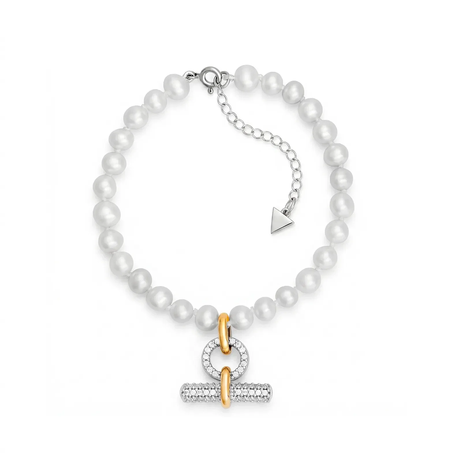 Pulseira Orbis em Prata 925 e Ouro Amarelo 18k com Safira Incolor