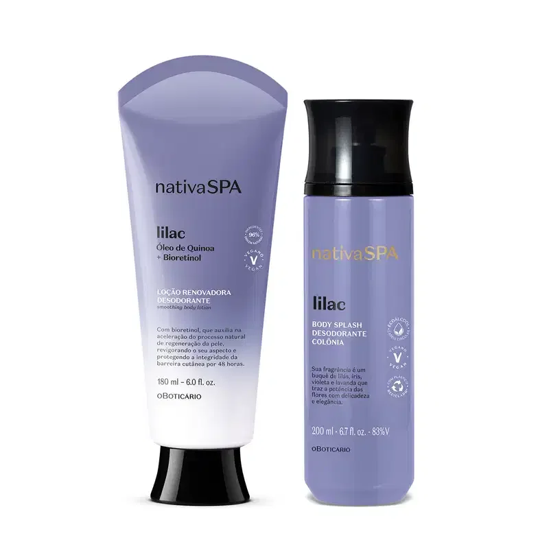 Combo Básico Nativa SPA Lilac: Loção Corporal 180ml + Body Splash 200ml