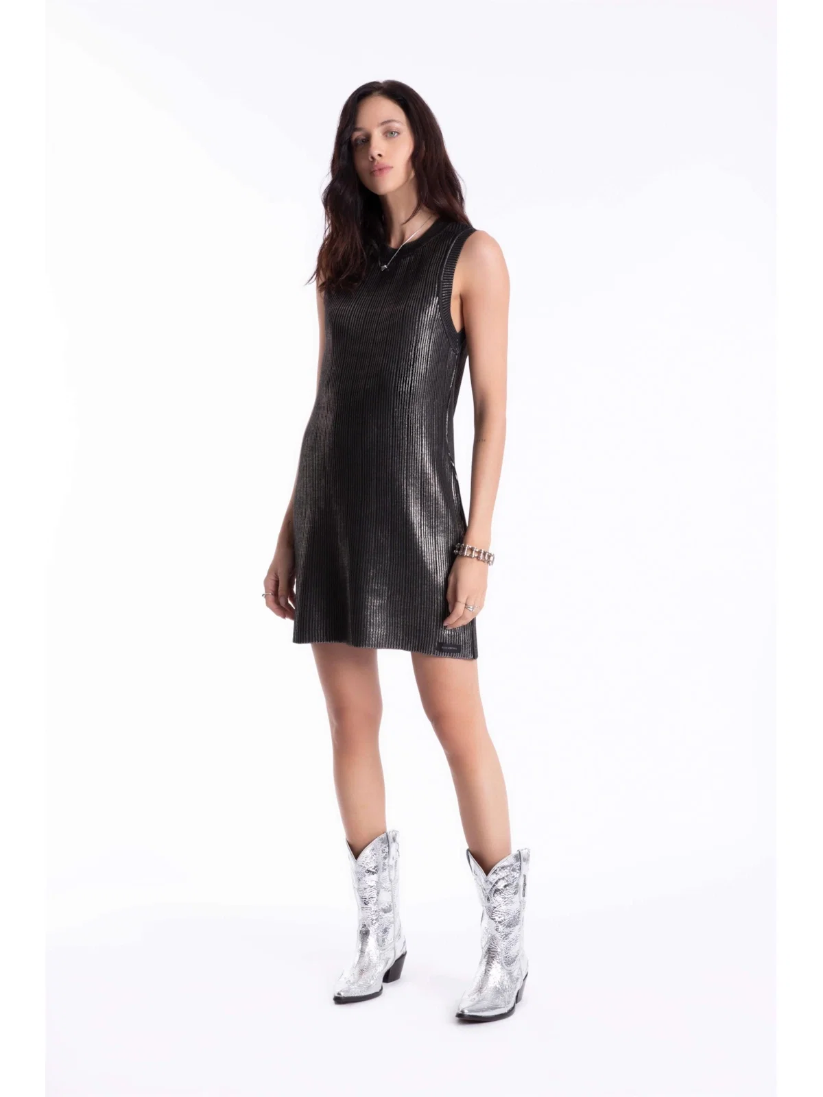 Tricot Metallic Knit Dress Bronze — imagem 1
