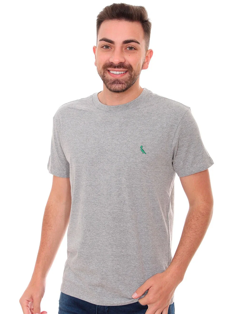 Camiseta Reserva Masculina Basic Green Woodpecker Cinza Mescla