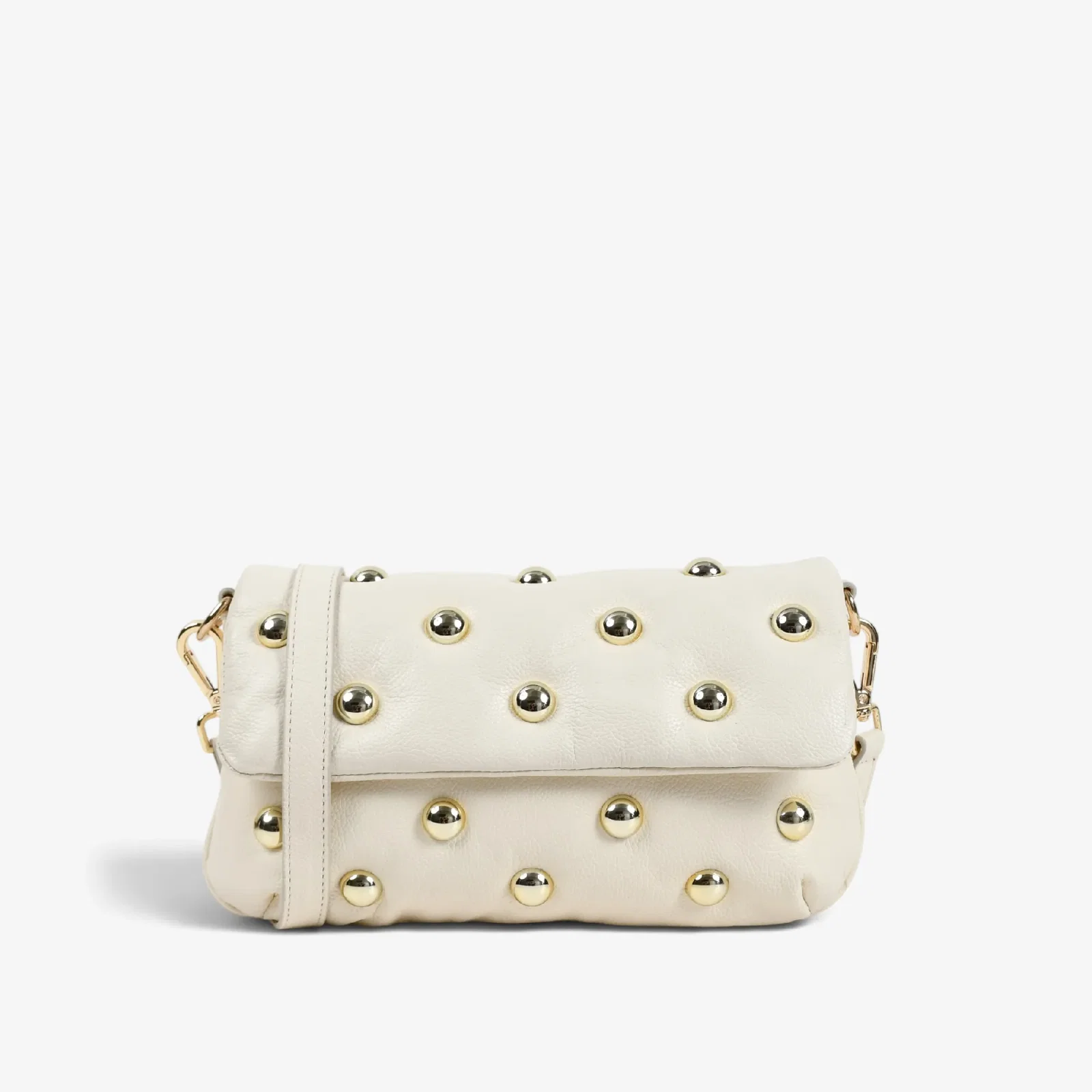Bolsa Transversal Off White Algodão Tachas Couro — imagem 1