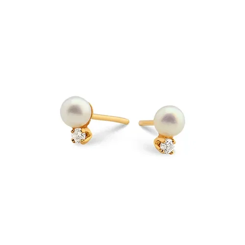 Brinco Baby em Ouro Amarelo 18k com Pérolas e Diamantes — imagem 1
