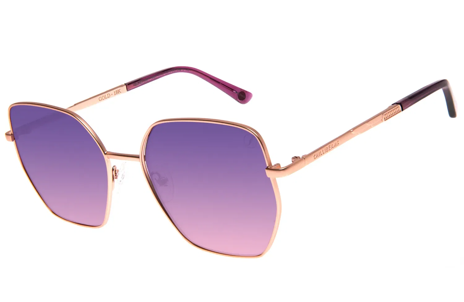 Óculos de Sol Feminino Gold Borboleta Quadrado Rosé — imagem 1