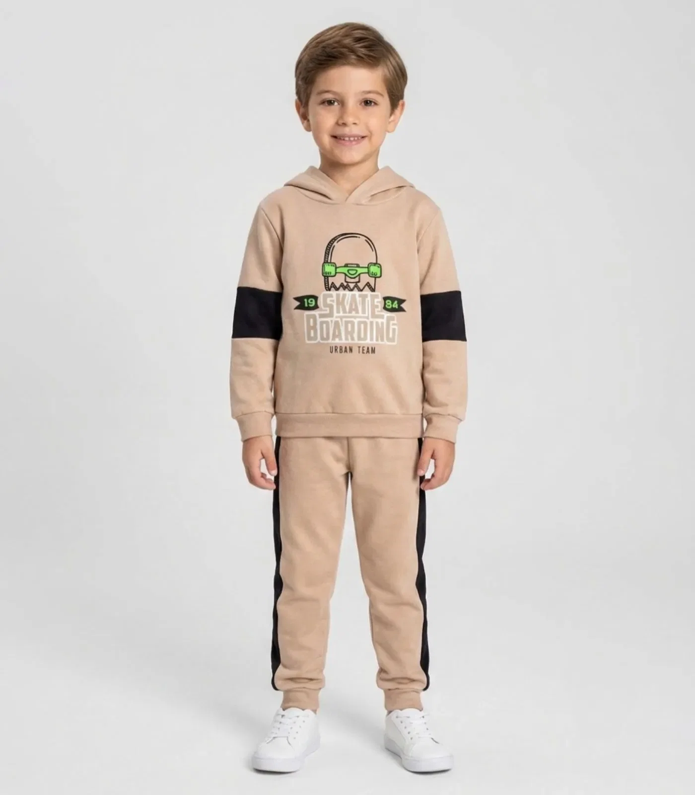Conjunto Moletom Menino Blusão E Calça Kappes Bege
