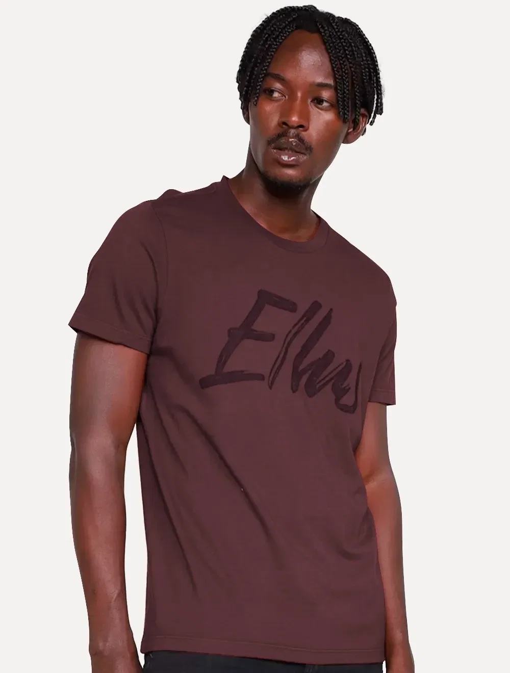 Camiseta Ellus Masculina Maxi Logo Classic Brush Bordô
