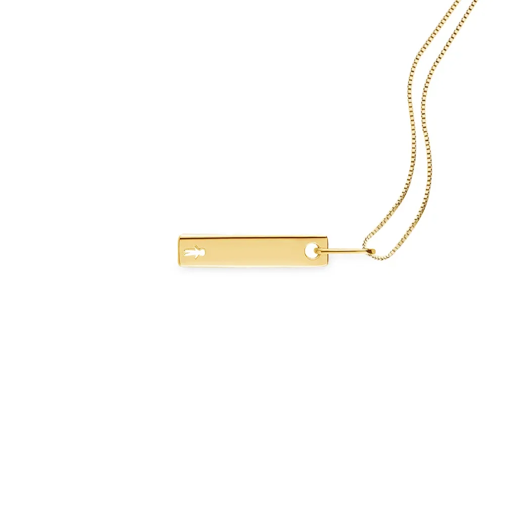 Pingente Personalizável Placa Vertical Menino em Ouro Amarelo 18k, 18mm — imagem 1