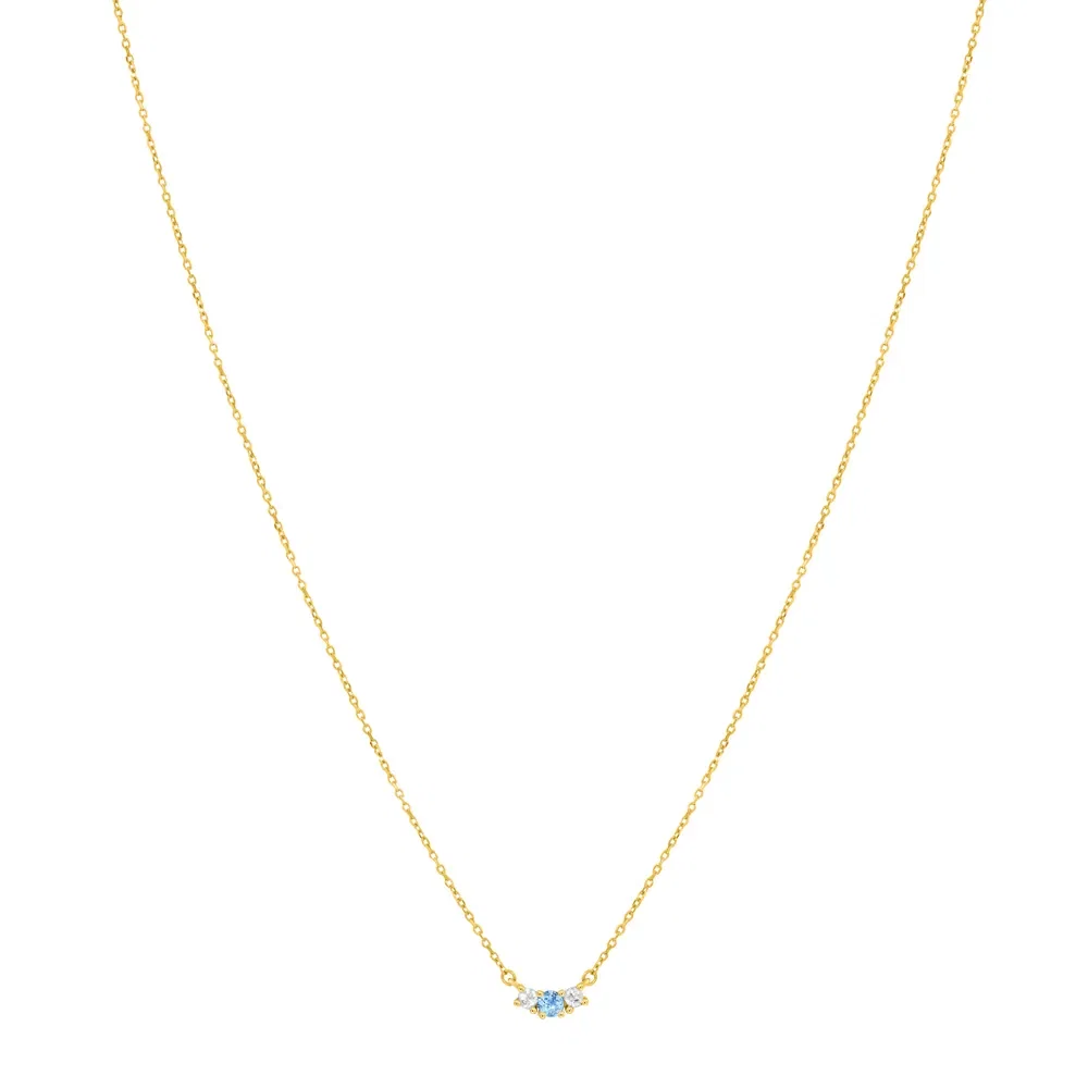 Colar Cores em Ouro Amarelo 18k com Topázio Swiss e Safiras Incolores, 45cm — imagem 1