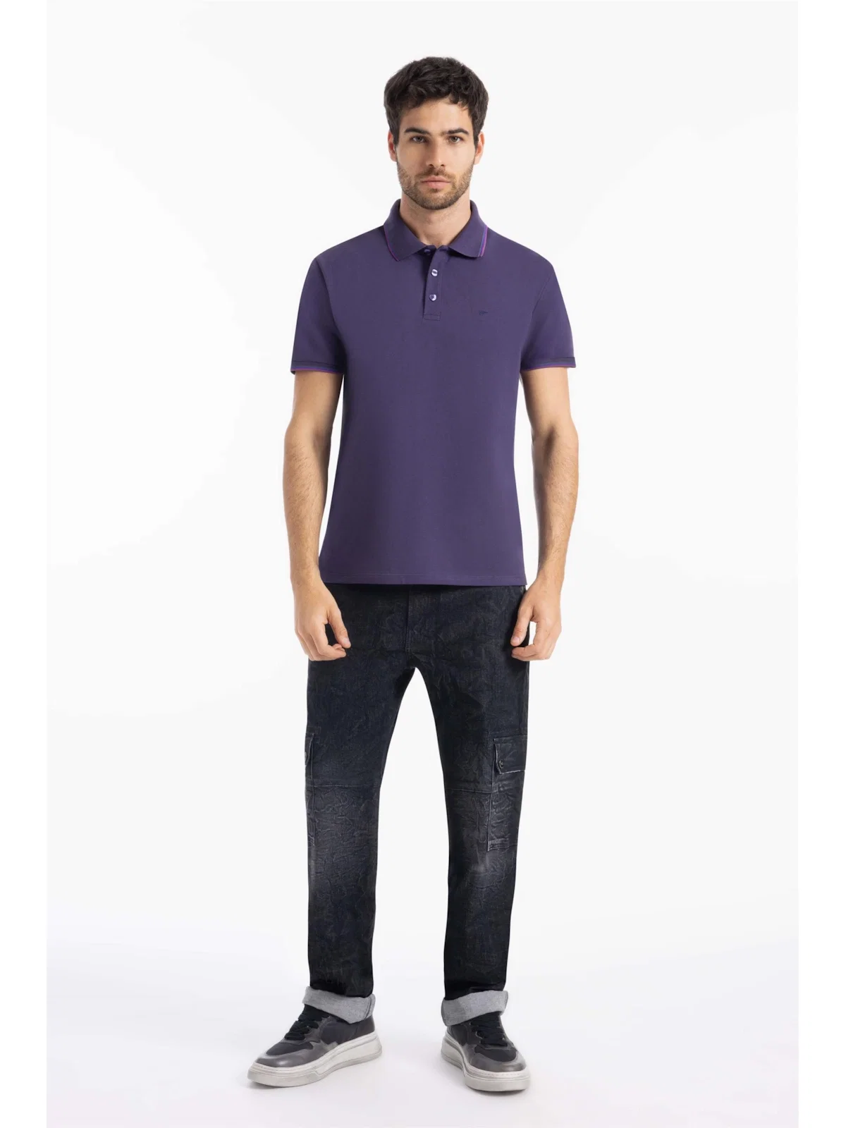 Polo Piquet Melange Easa Classic Old Purple — imagem 1