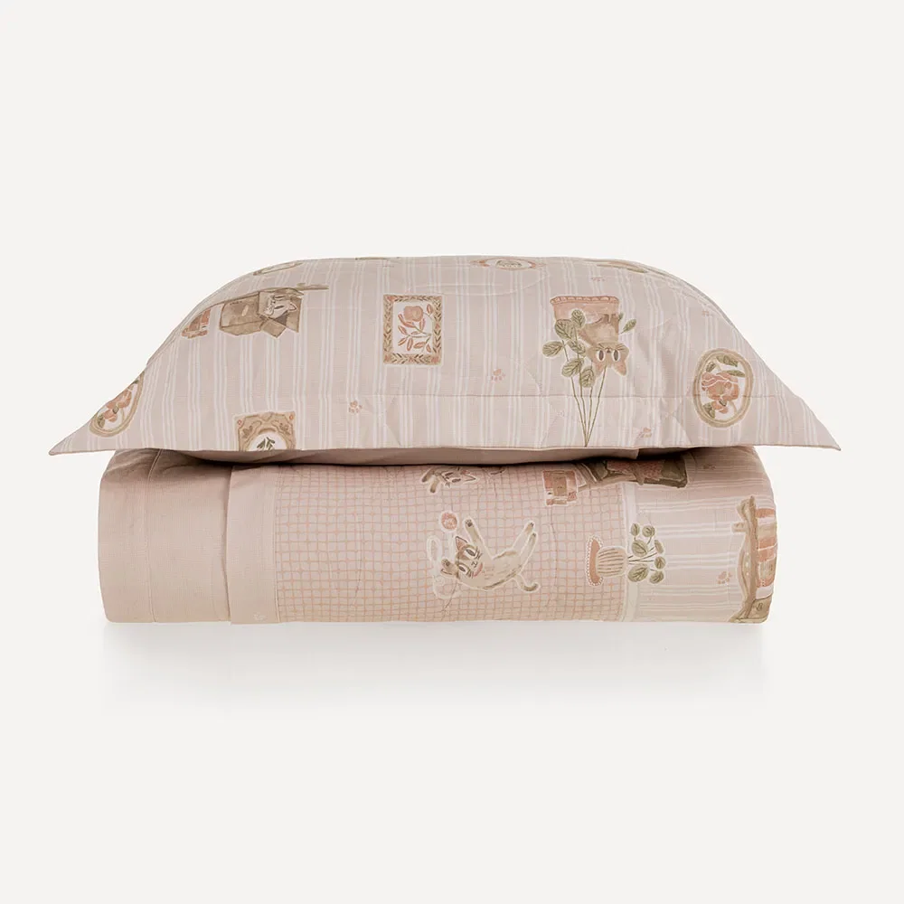 Colcha Infantil com Porta-travesseiro 200 Fios Gatos