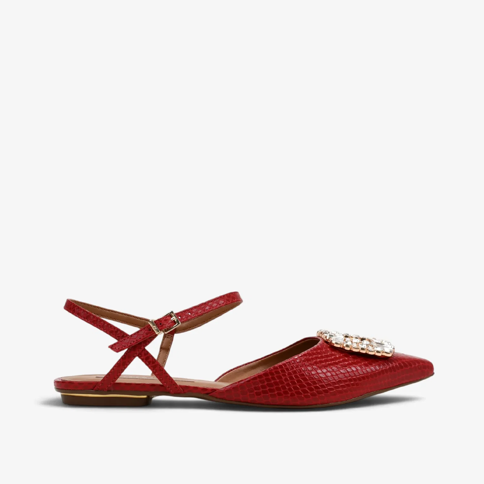Slingback Vermelho Couro