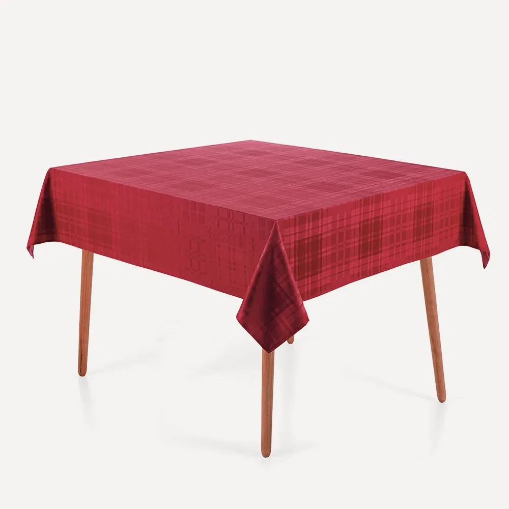 Toalha de Mesa Quadrada 8 Lugares Tartan Vermelho — imagem 1