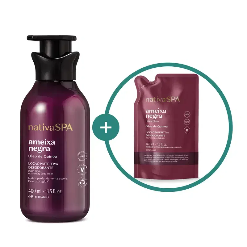 Combo Nativa SPA Ameixa Negra: Loção Corporal 400ml + Refil 350ml