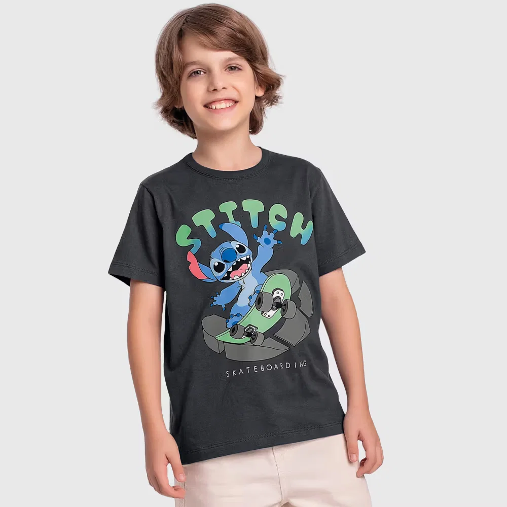 Camiseta em meia malha skate Stitch