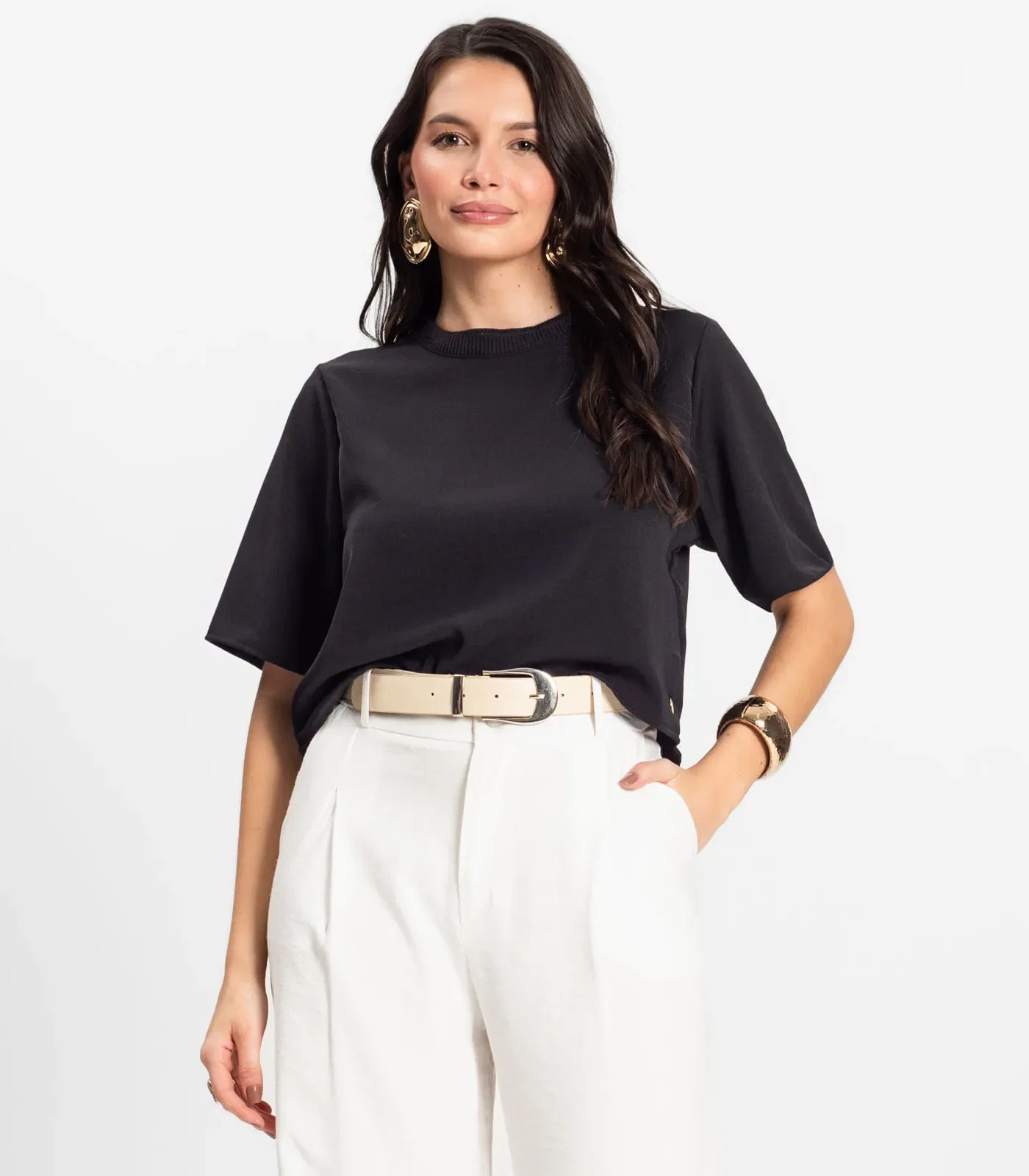 Blusa Feminina em Twill Cey Rovitex Preto