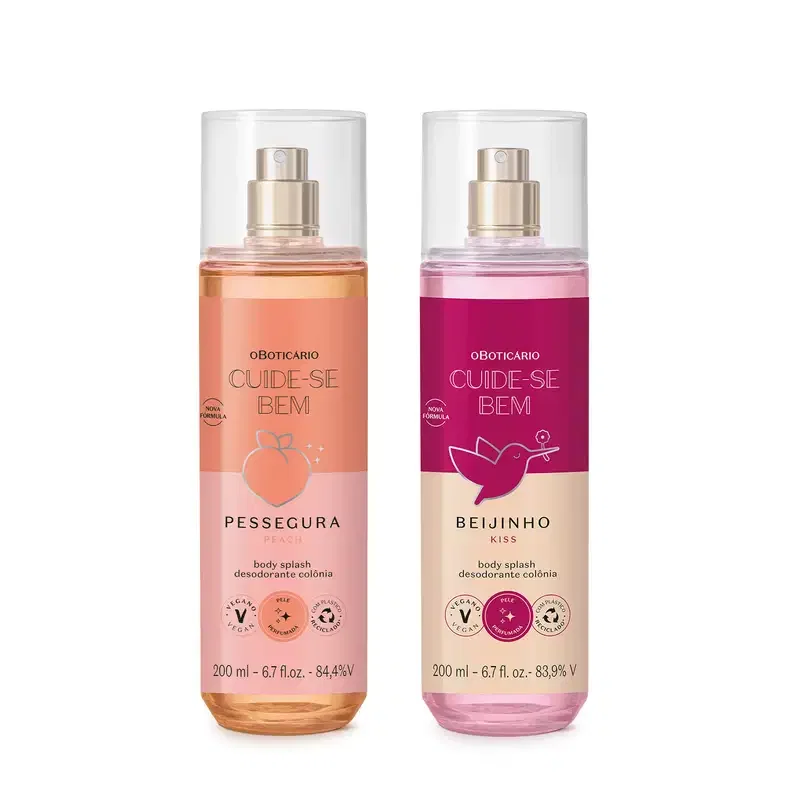 Combo Body Splash Cuide-se bem: Pessegura 200ml + Beijinho 200ml